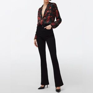 7 For All Mankind - No Filter Ultra High Rise Skinny Bootcut (Black / Orchid)